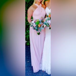 Halter Peach Bridesmaid Dress